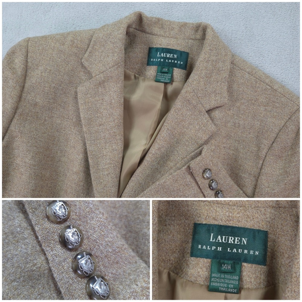 Lauren Ralph Lauren Wool Blazer Equestrian Button Womens 14W
